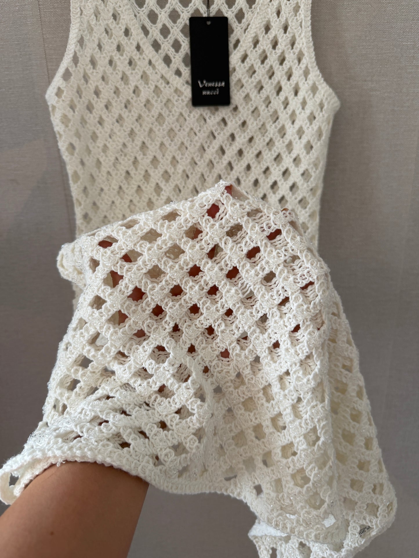 Robe crochet blanche ajourée