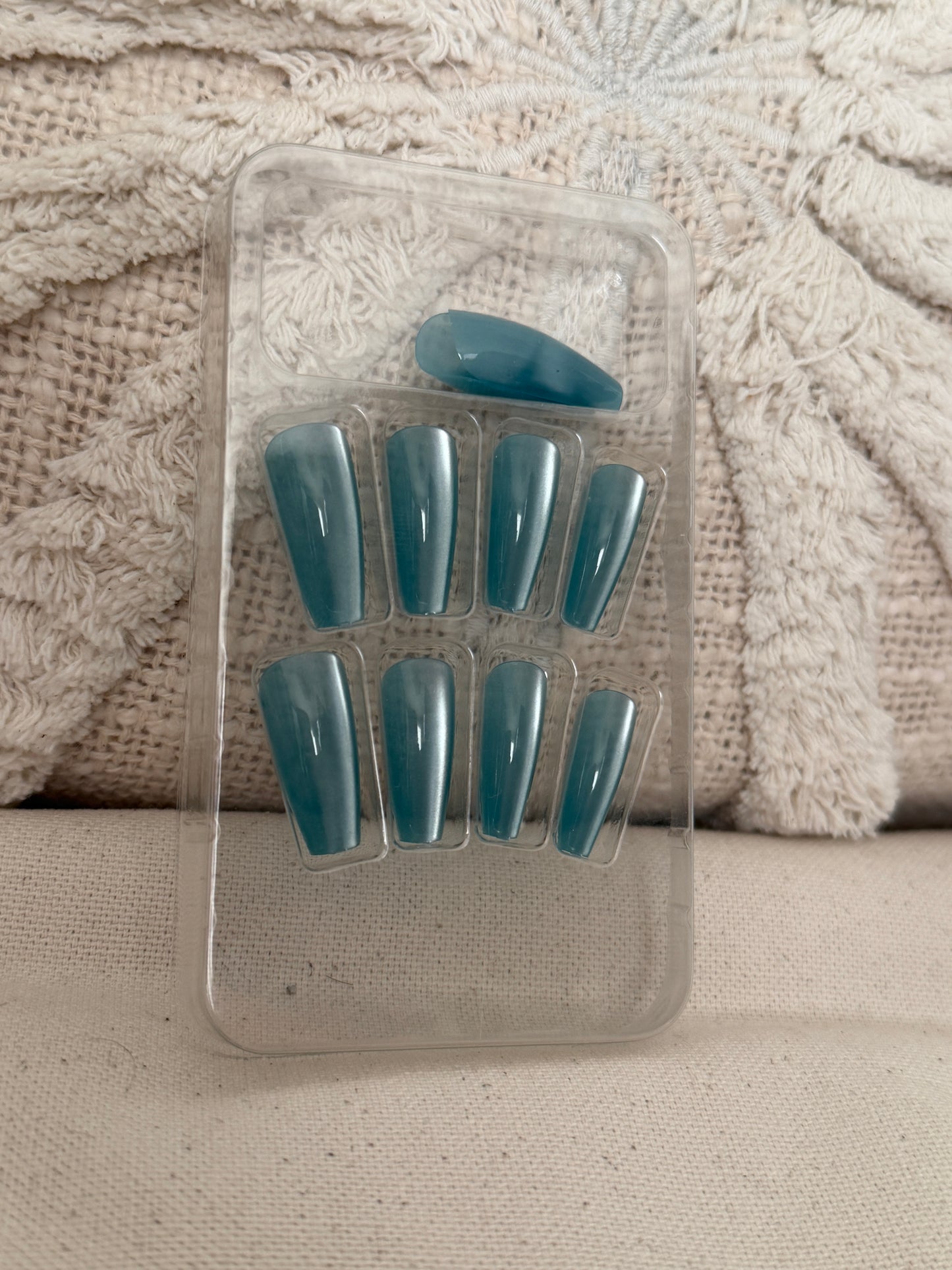 Faux Ongles Bleu Cat Eye Press-On Nails