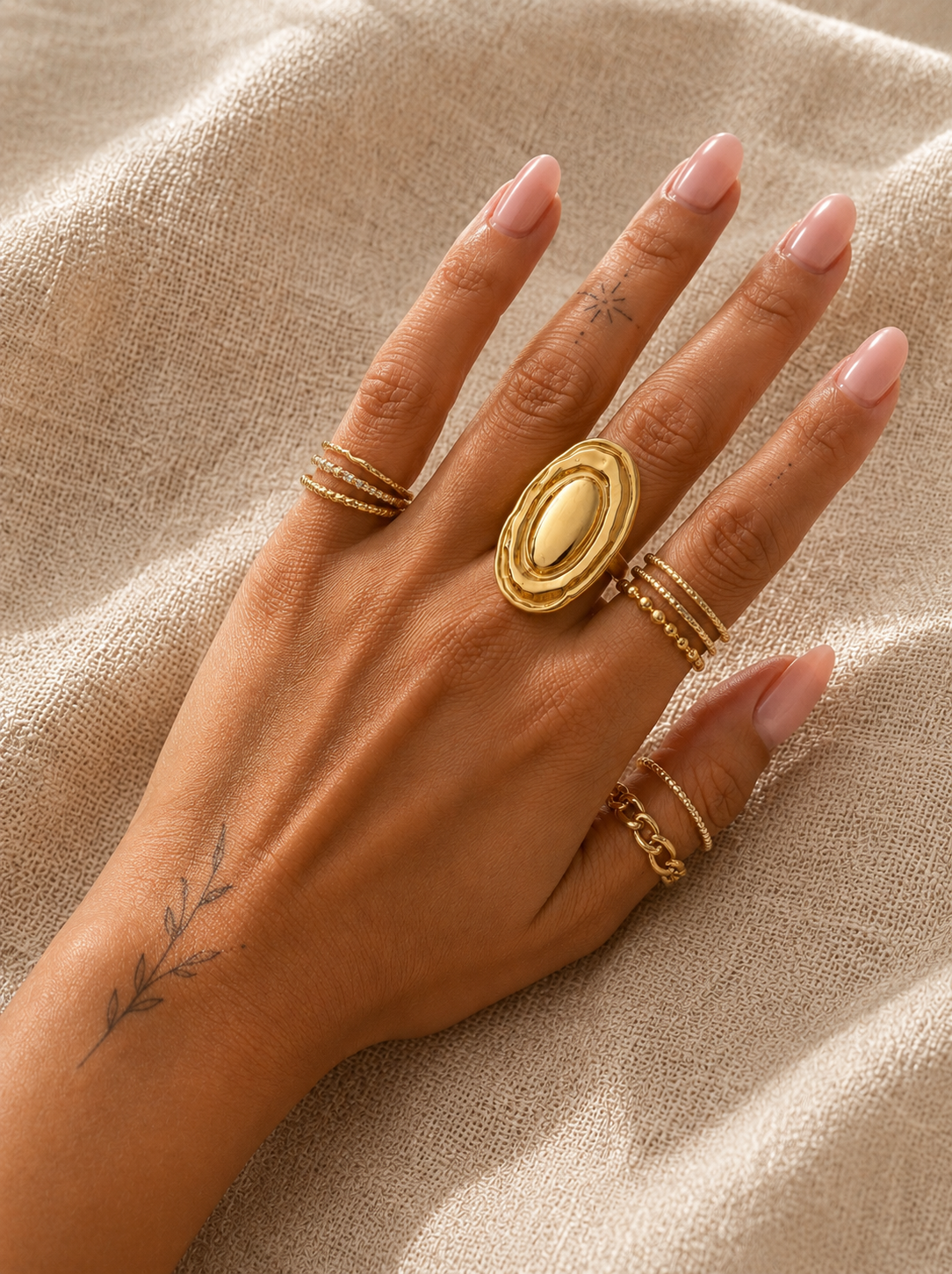 Bague acier inoxydable dorée