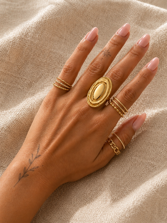Bague acier inoxydable dorée