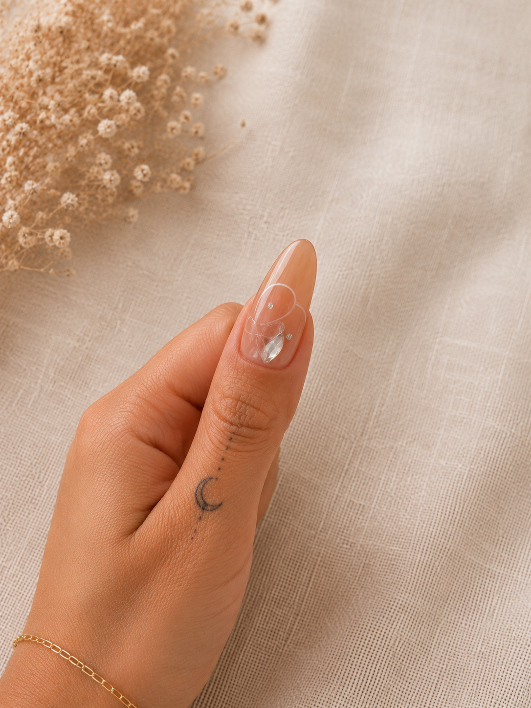 Faux Ongles Nude Transparent Strass Press-On Nails