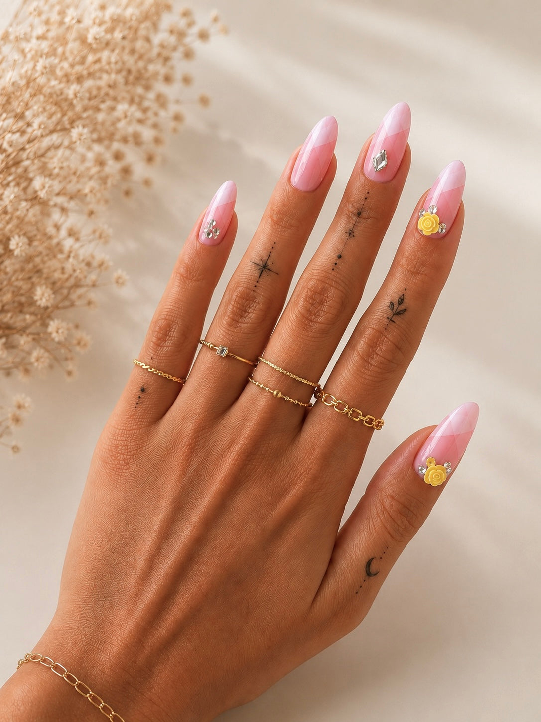 Faux Ongles Roses Fleurs Press-On Nails