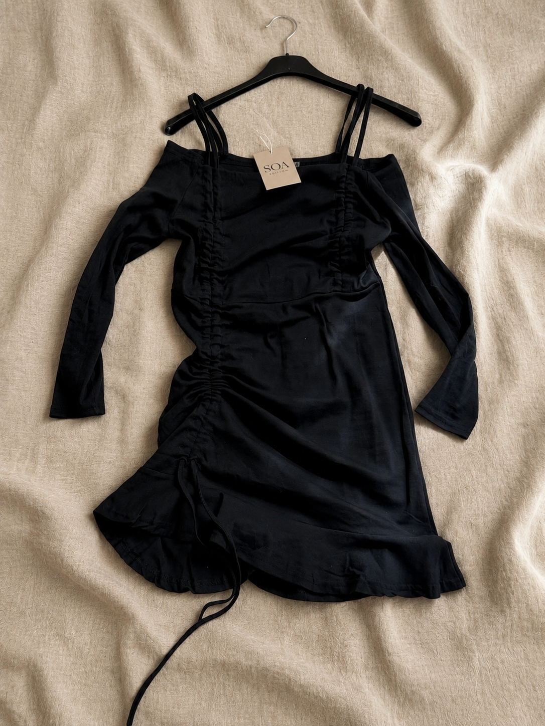 Robe Courte Noire Drapée Femme