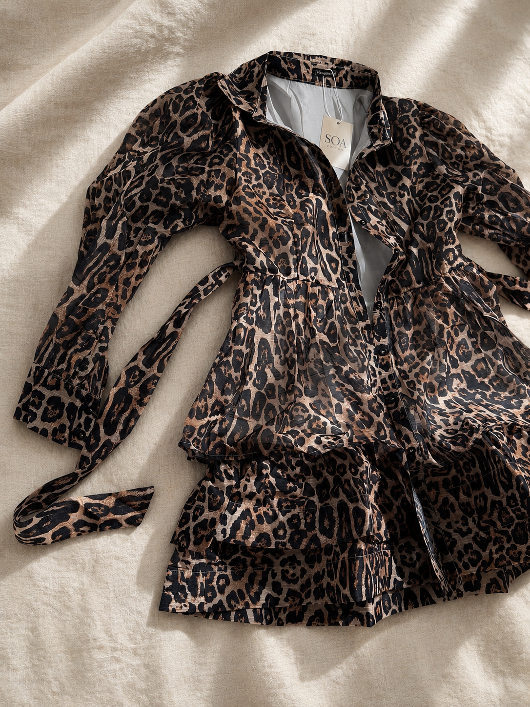 Robe Courte Léopard Volants Femme