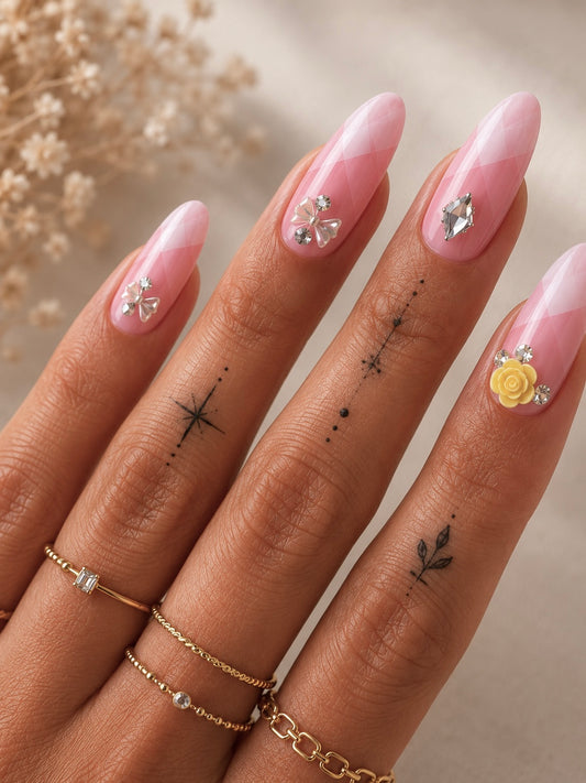 Faux Ongles Roses Fleurs Press-On Nails