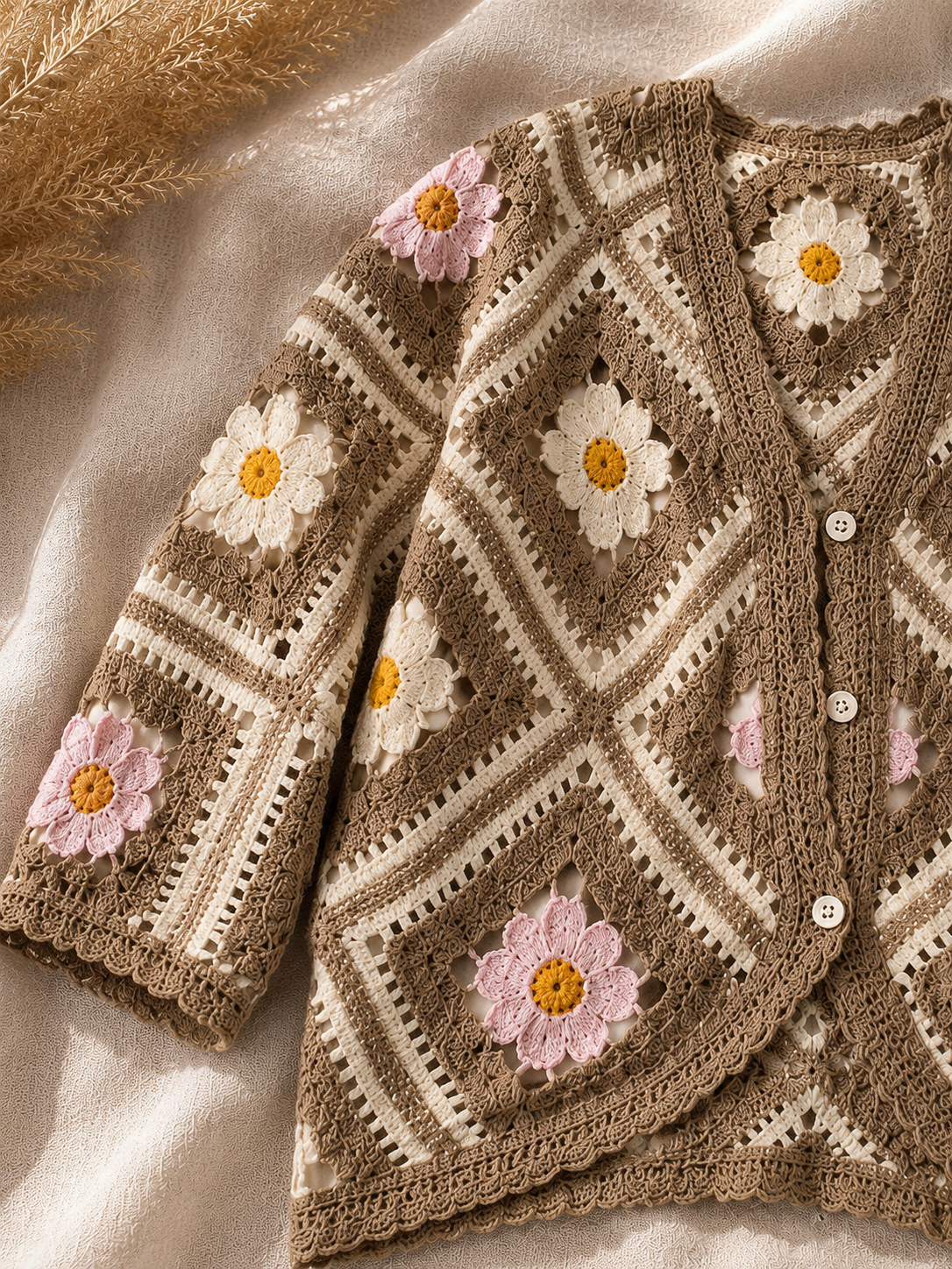 Gilet Crochet Fleuri Bohème