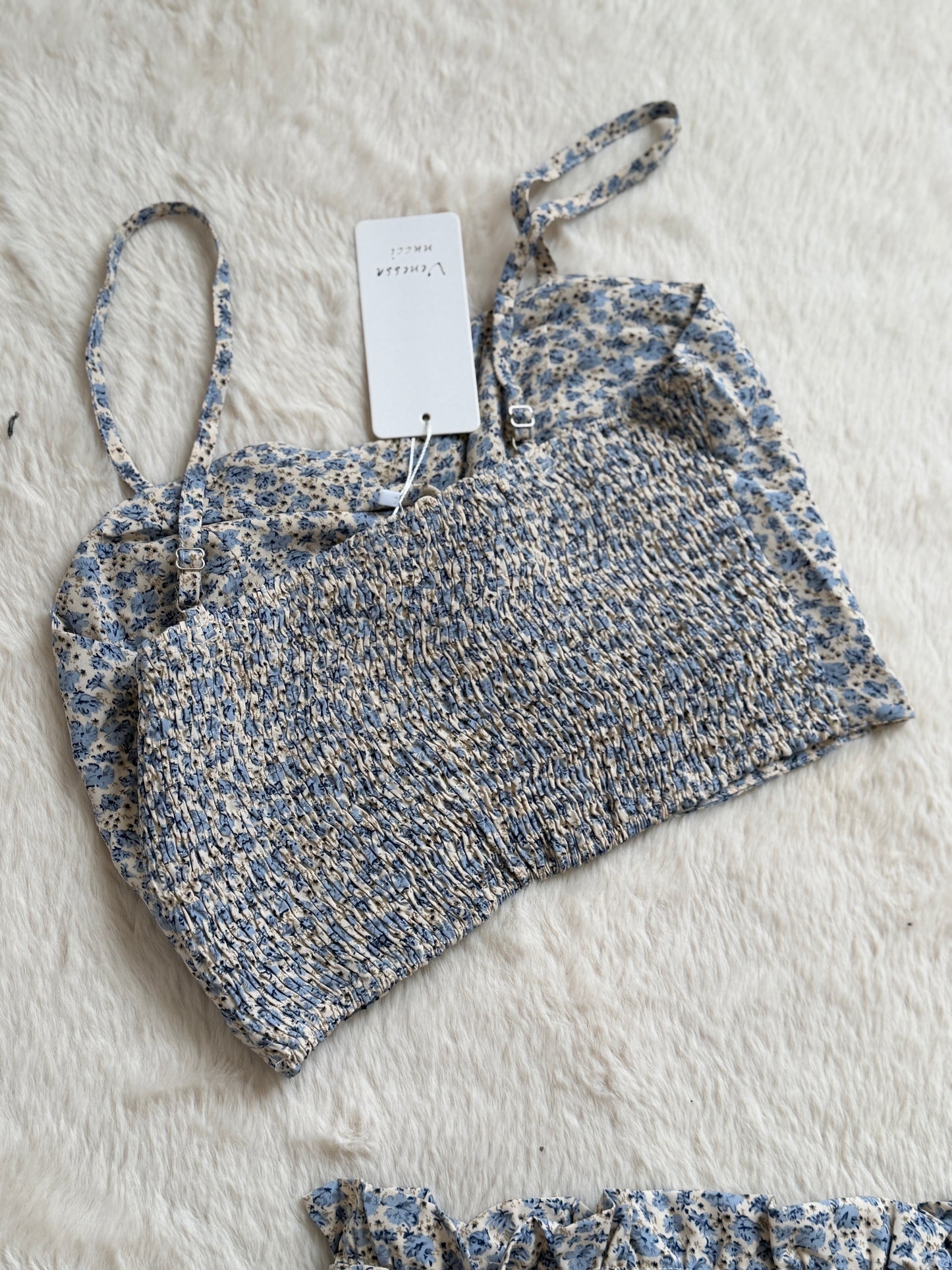 Ensemble fleuri bleu pastel