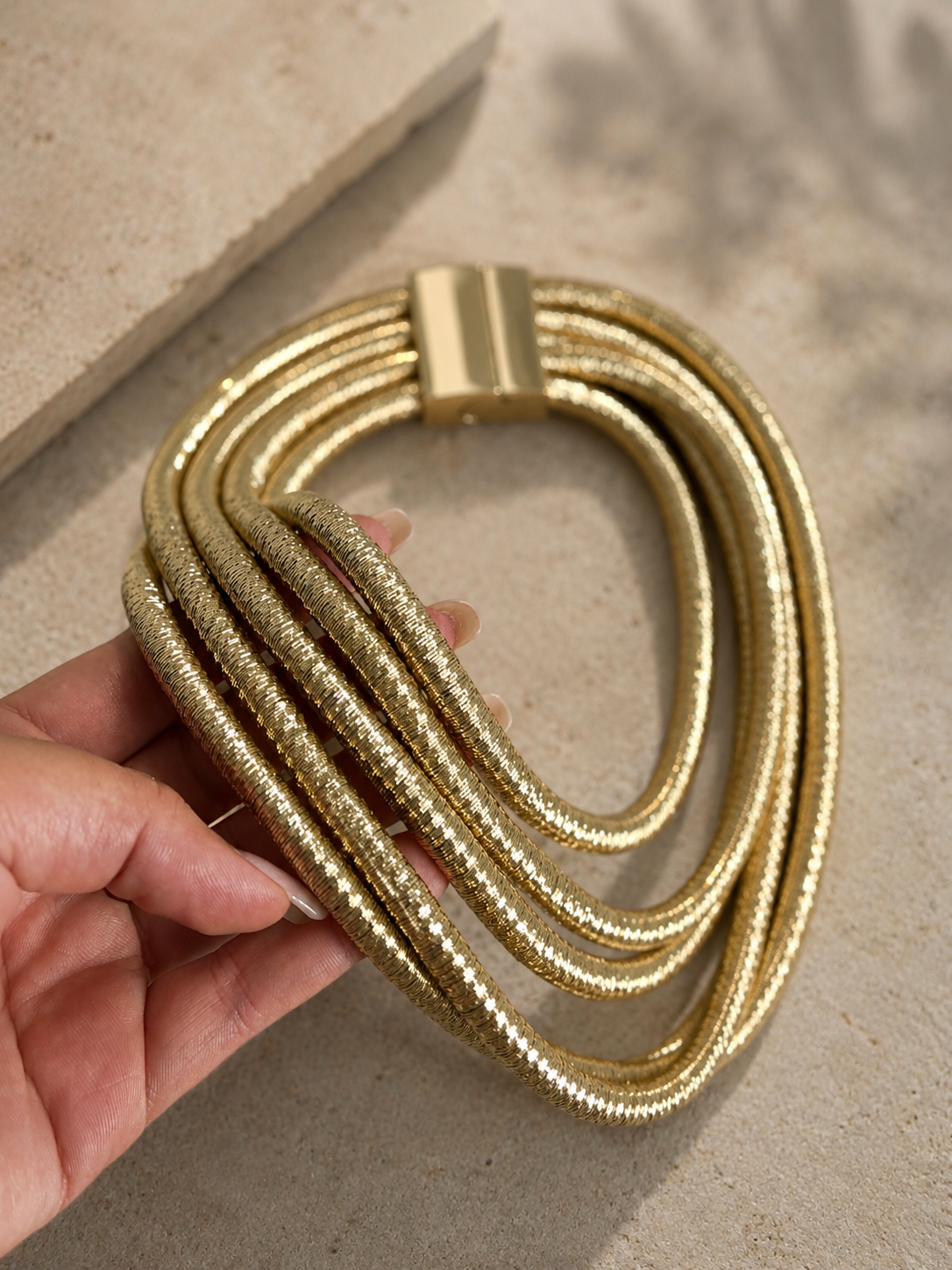 Collier Multi-Rangs Doré Femme