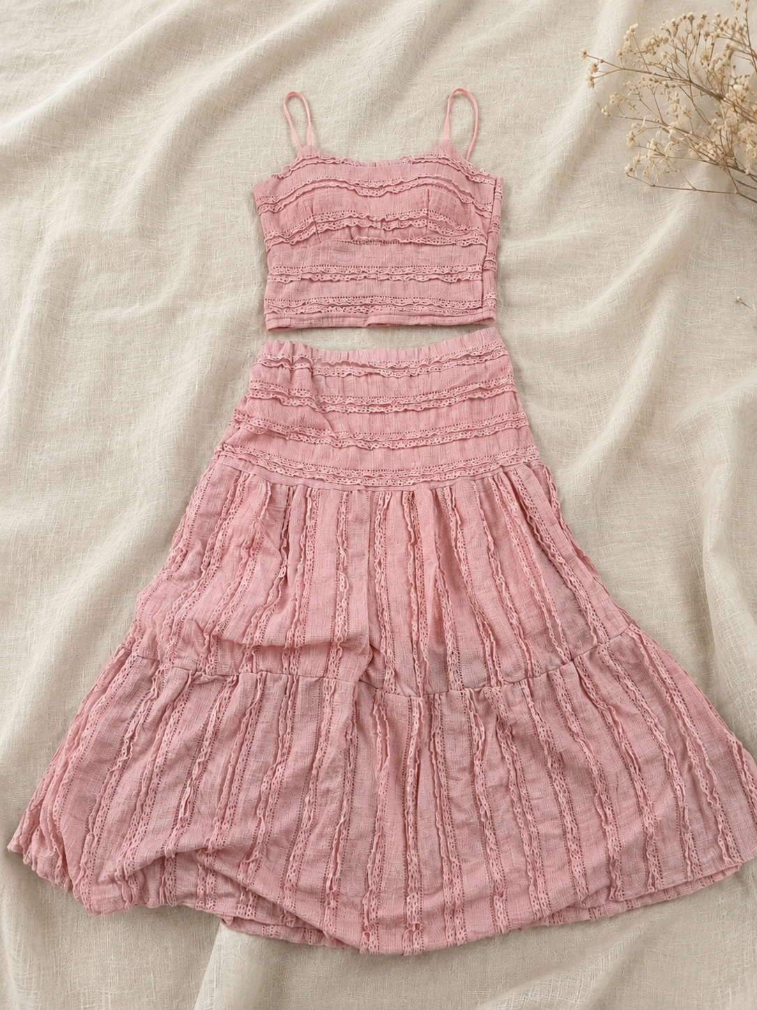 Ensemble Rose Bohème en Dentelle