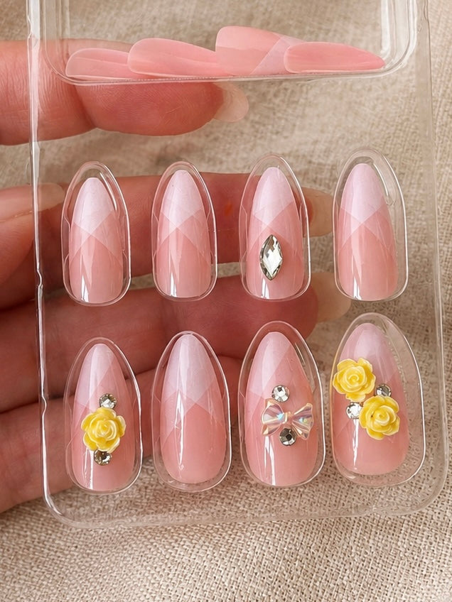 Faux Ongles Roses Fleurs Press-On Nails
