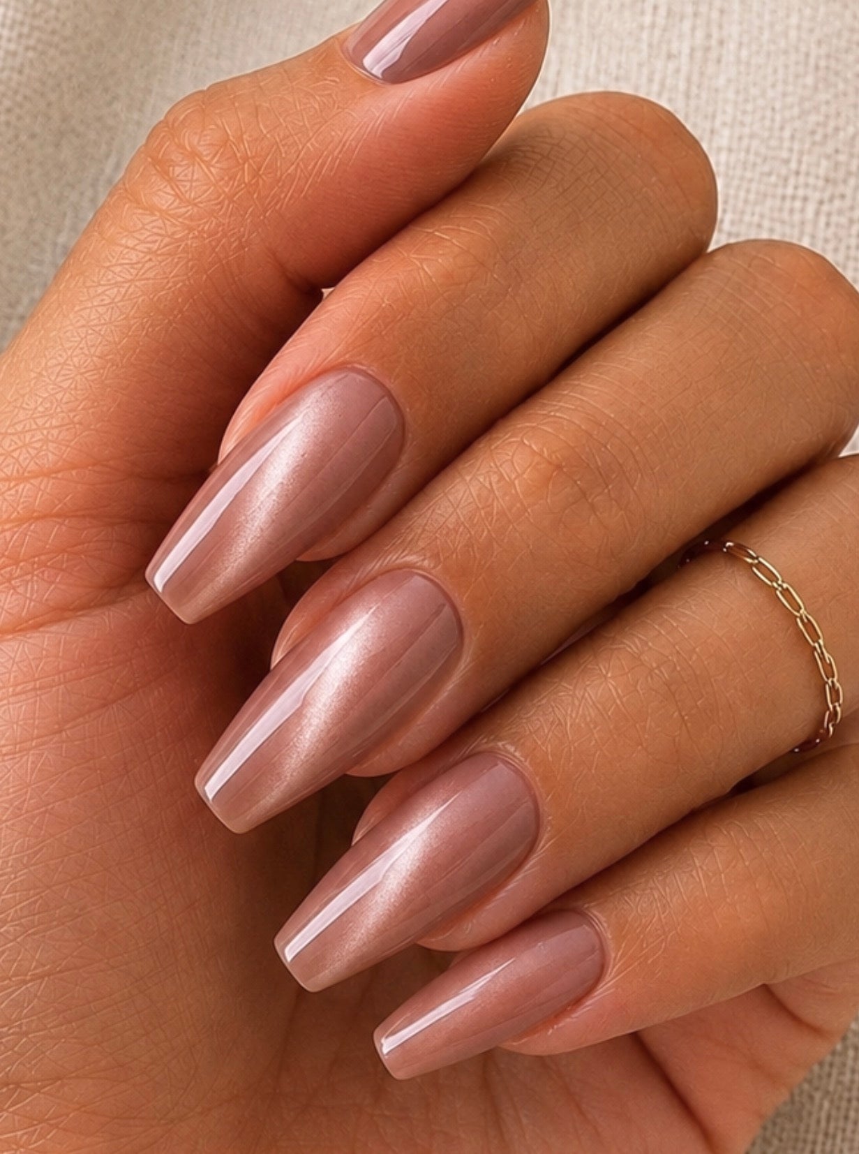 Faux Ongles Nude Rosé Effet Cat Eye Press-On Nails