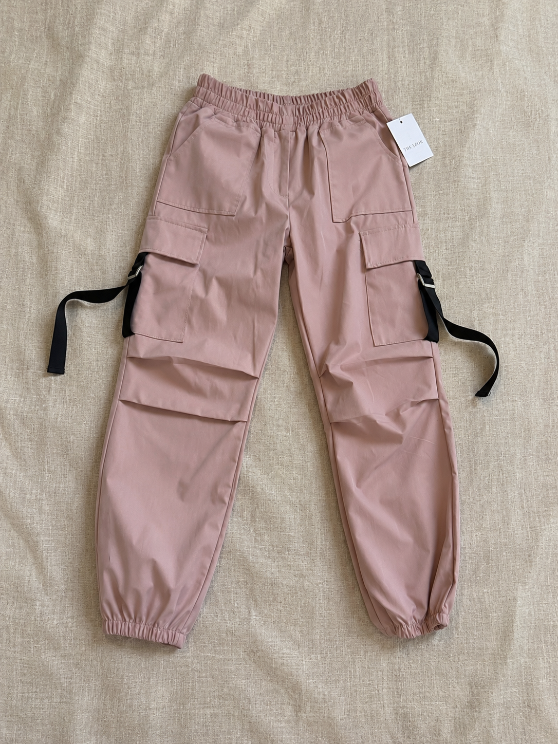 Pantalon cargo rose poudré