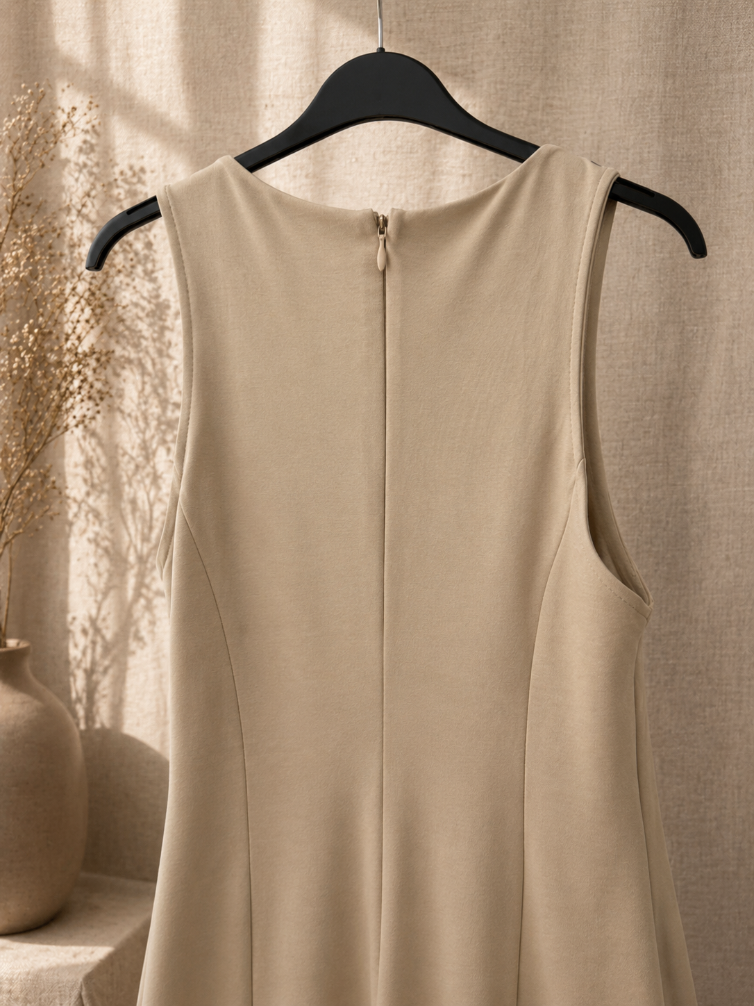 Robe courte beige plissée