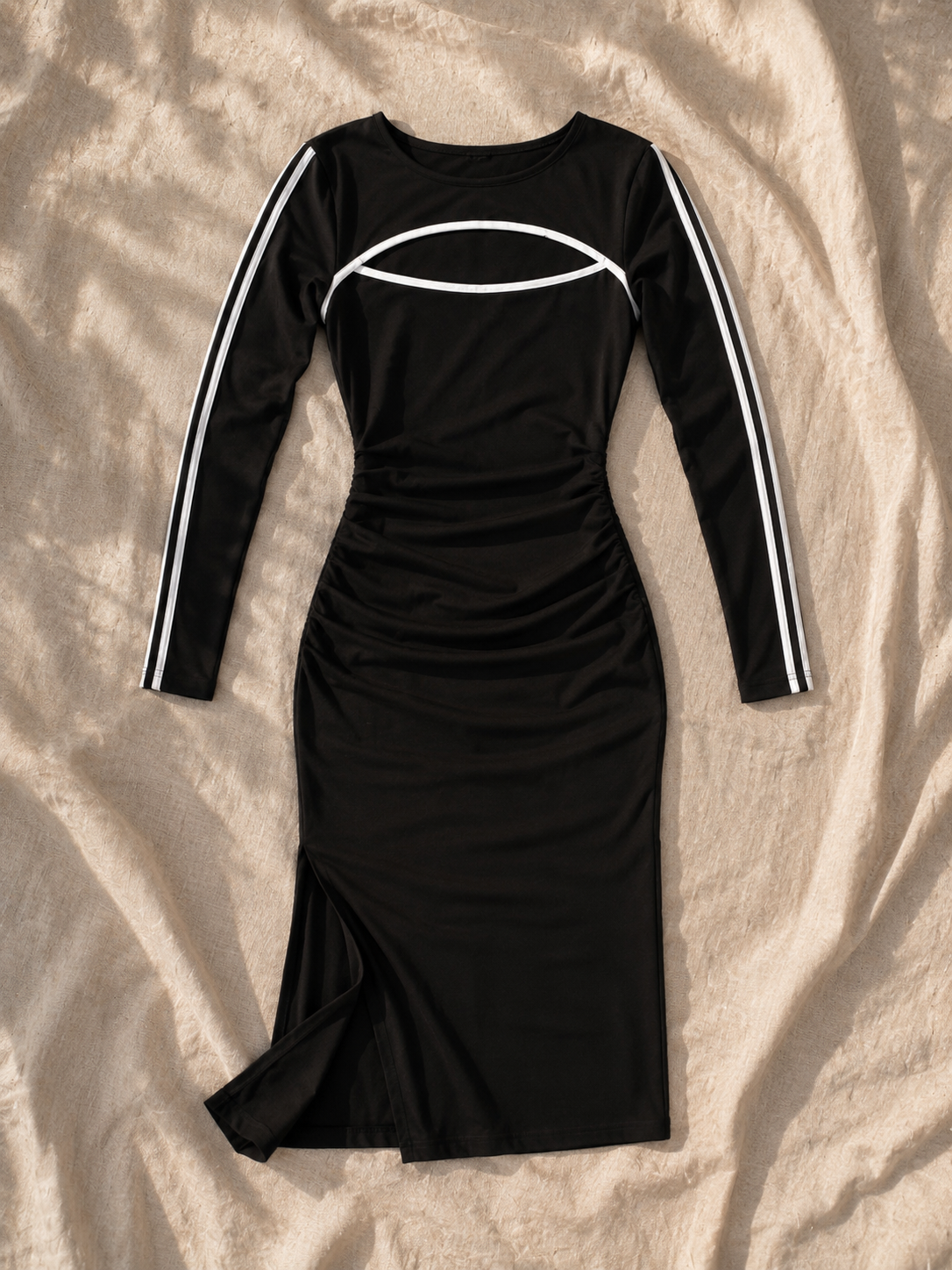 Robe Midi Élégance Contrastée