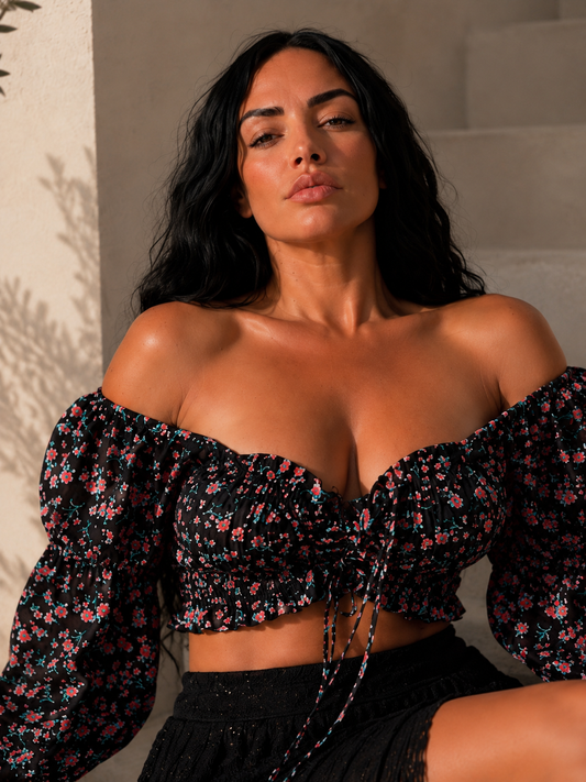 Crop Top Fleuri Romantique Femme