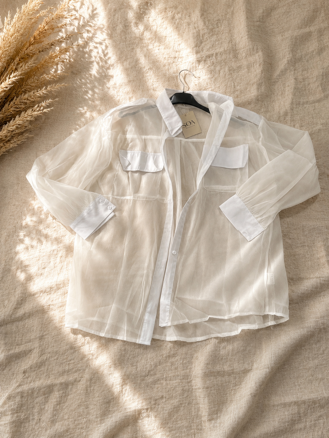 Chemise Voile Blanche Oversize Femme